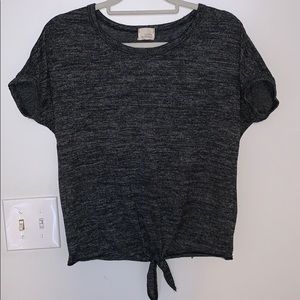 Grey Tie Front T Shirt